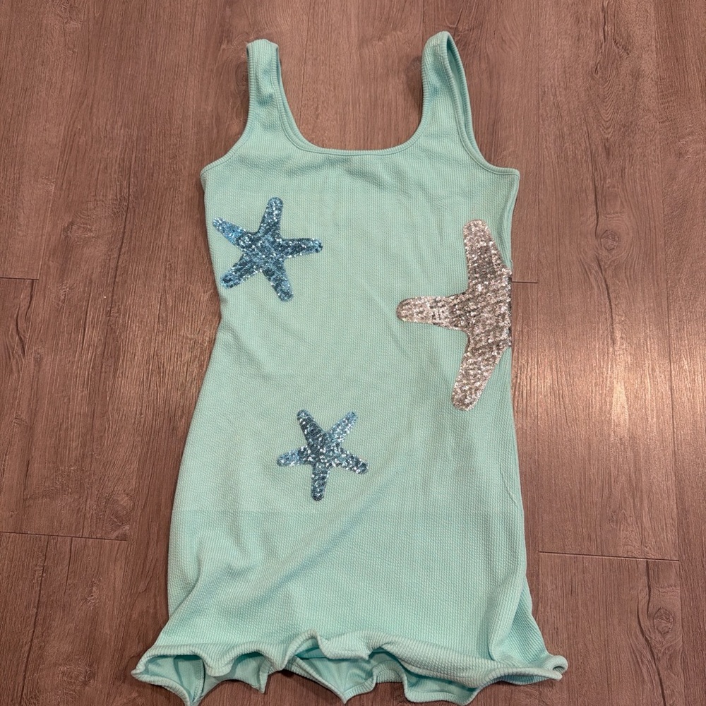 Mint Sequin Starfish Tank Dress